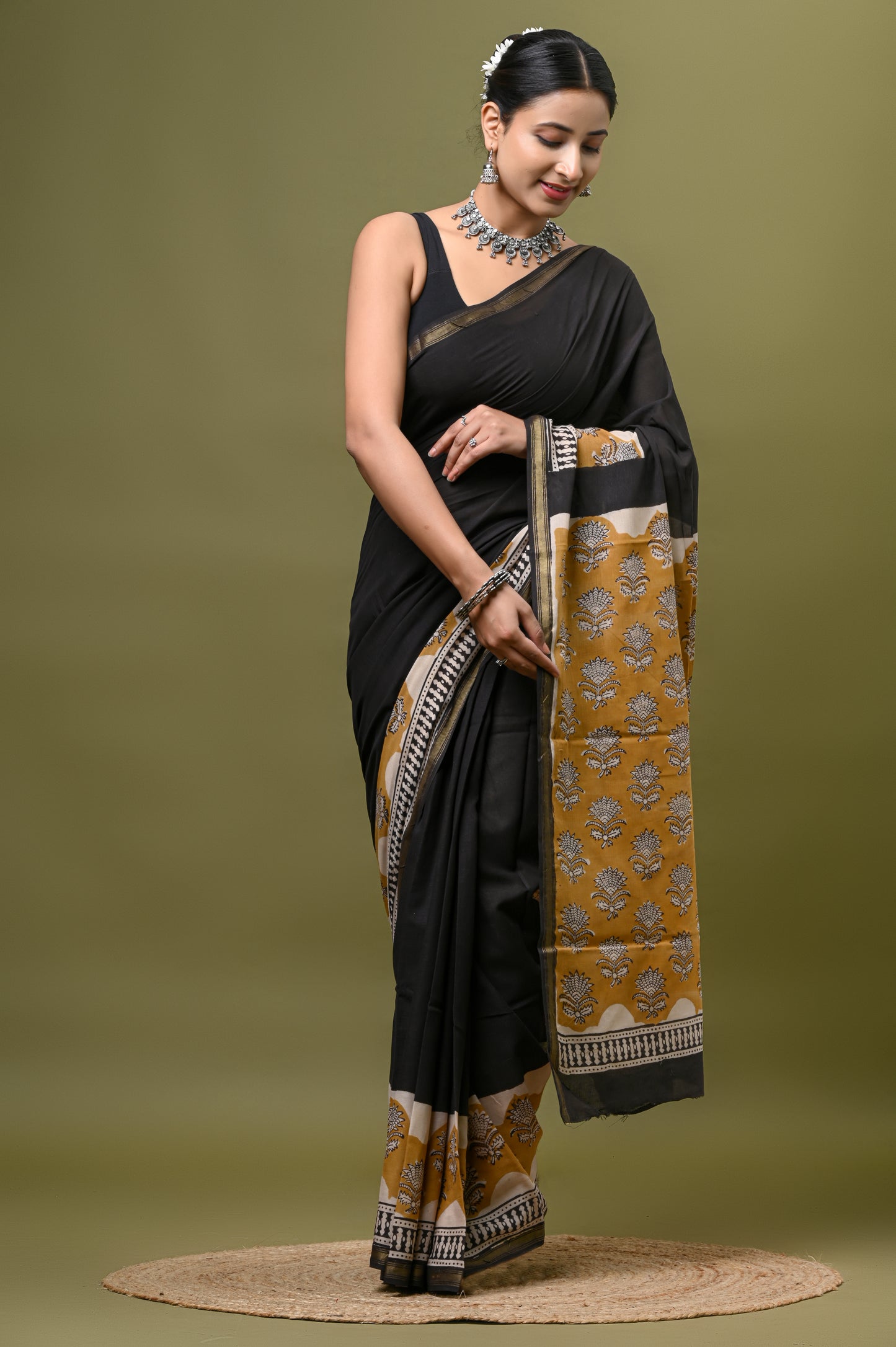 SAREE COTTON ZARI SOFT WITH BLOUES