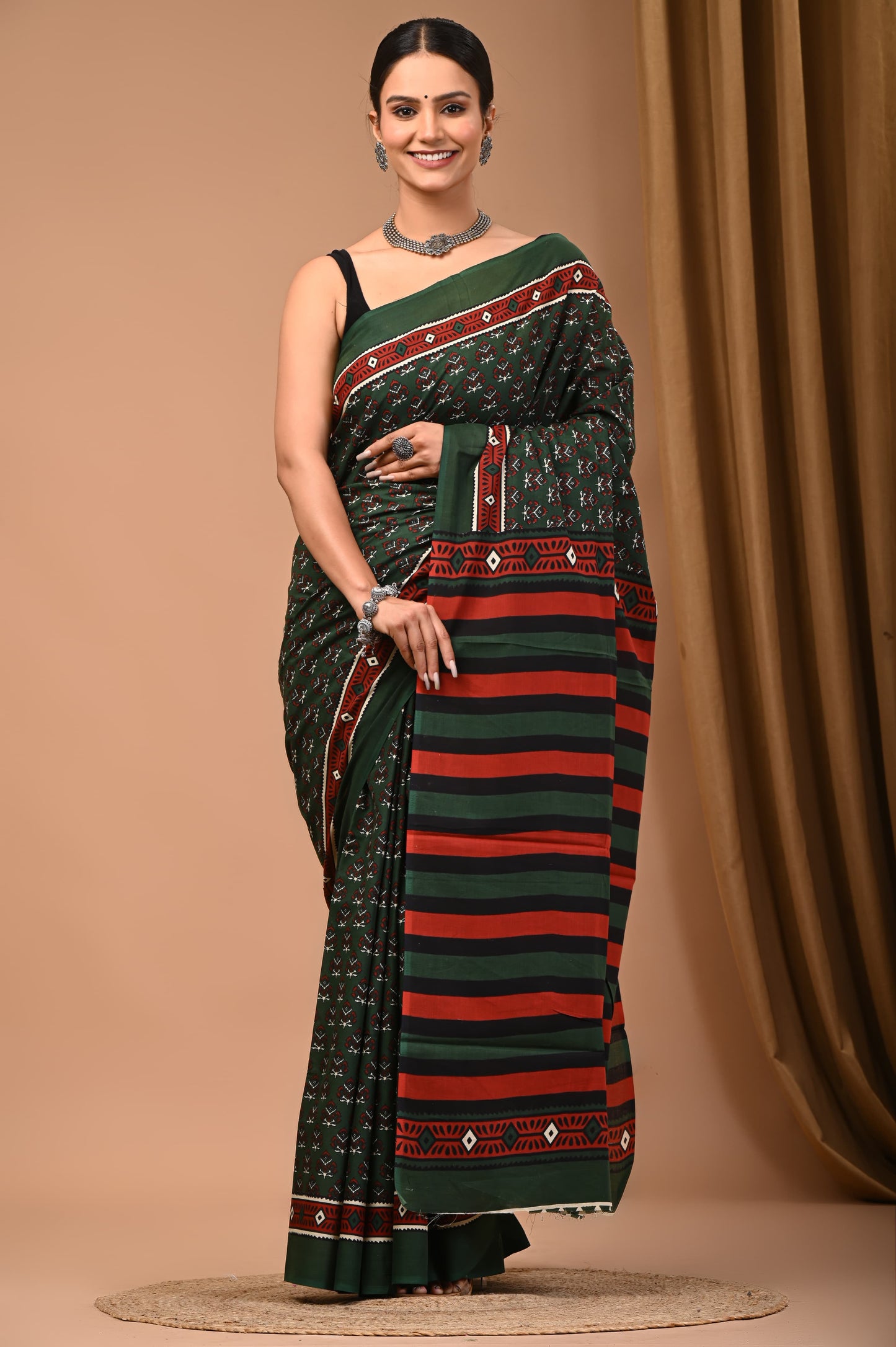Mul mul cotton screen saree with blouse