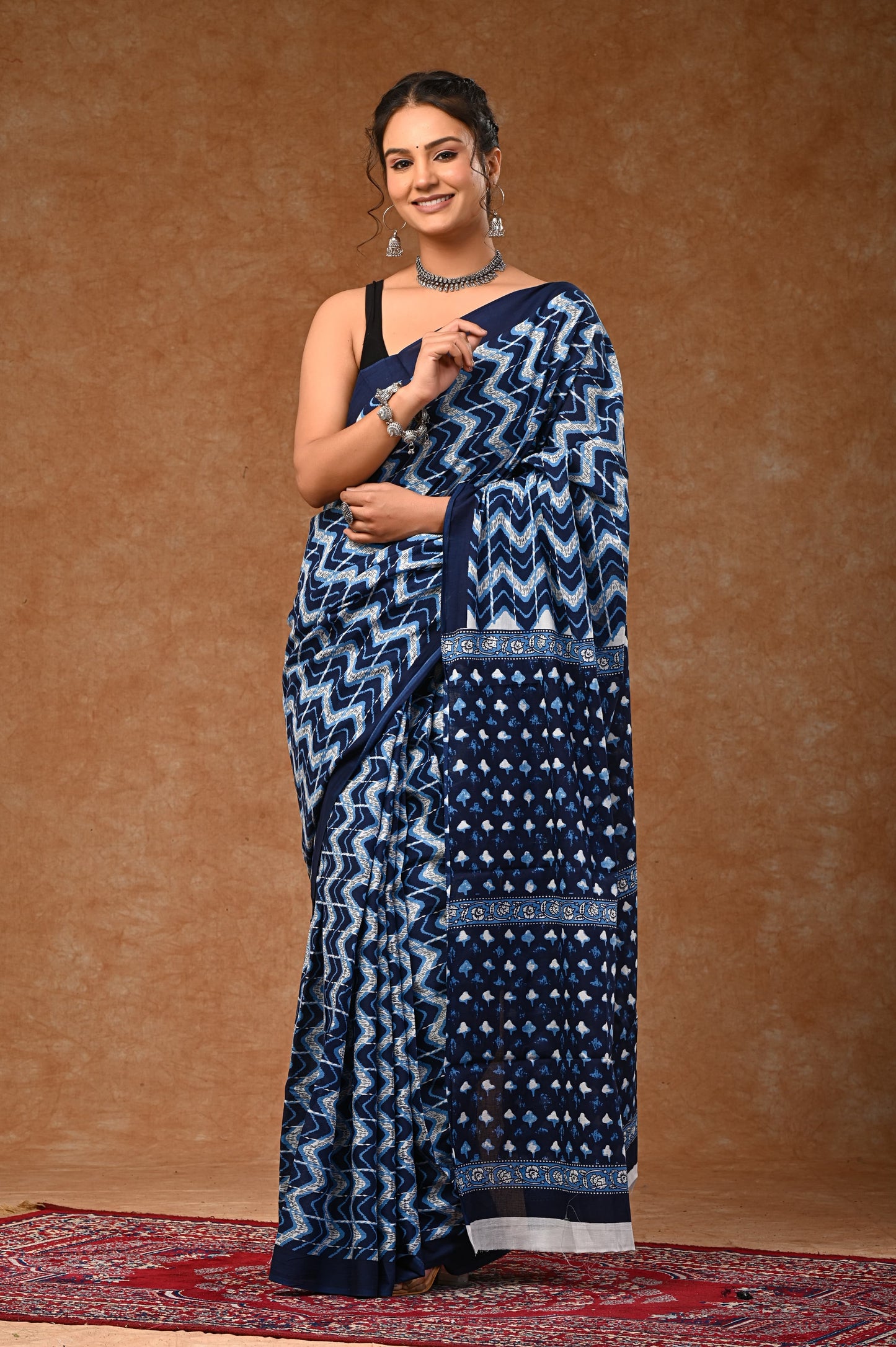 Mul mul cotton screen saree with blouse