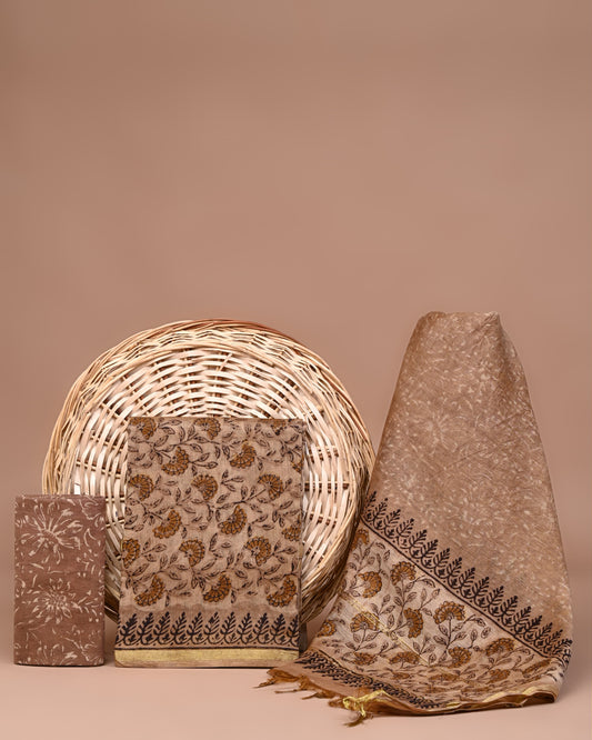 Chanderi  silk hand block printed suits with Chanderi  silk Dupatta