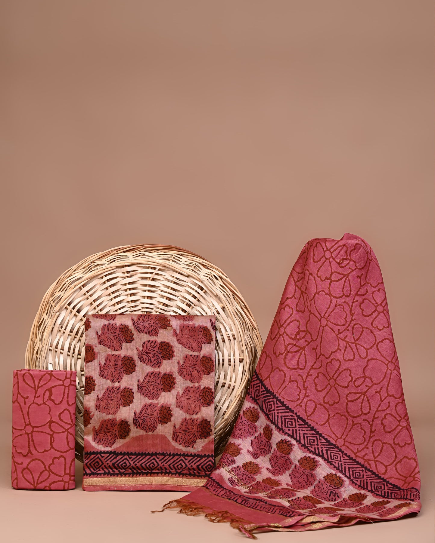 Chanderi  silk hand block printed suits with Chanderi  silk Dupatta