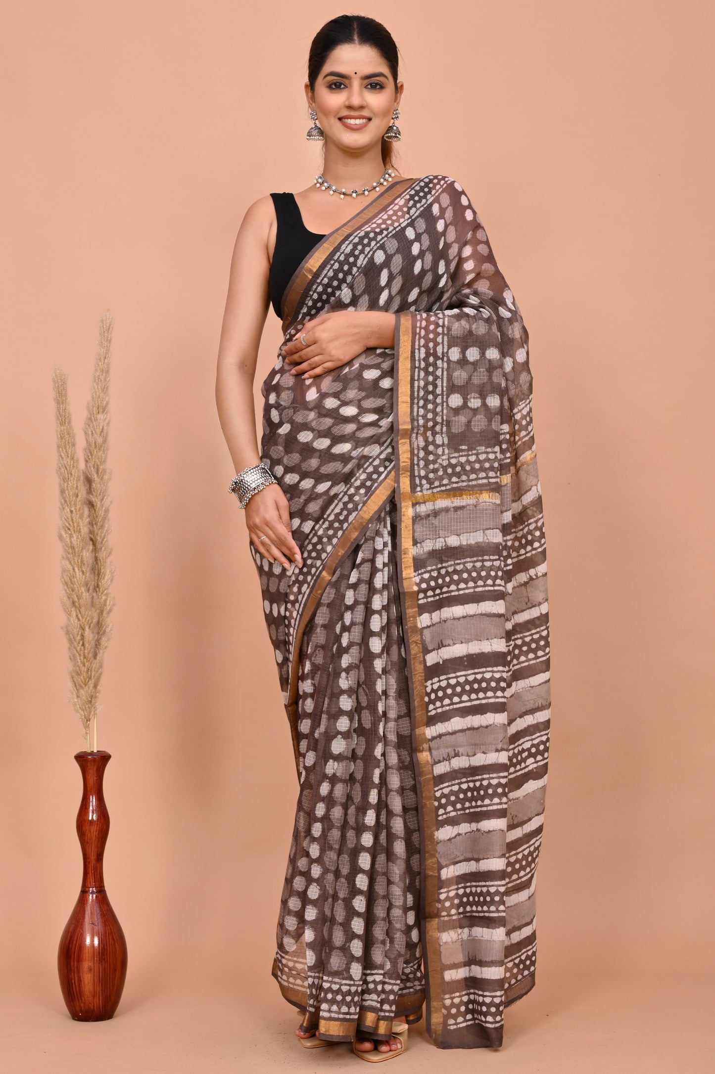 Kota Doriya Saree with Dabu Printing