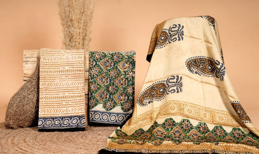 Modal Silk Suit with Bagru Hand Block Print