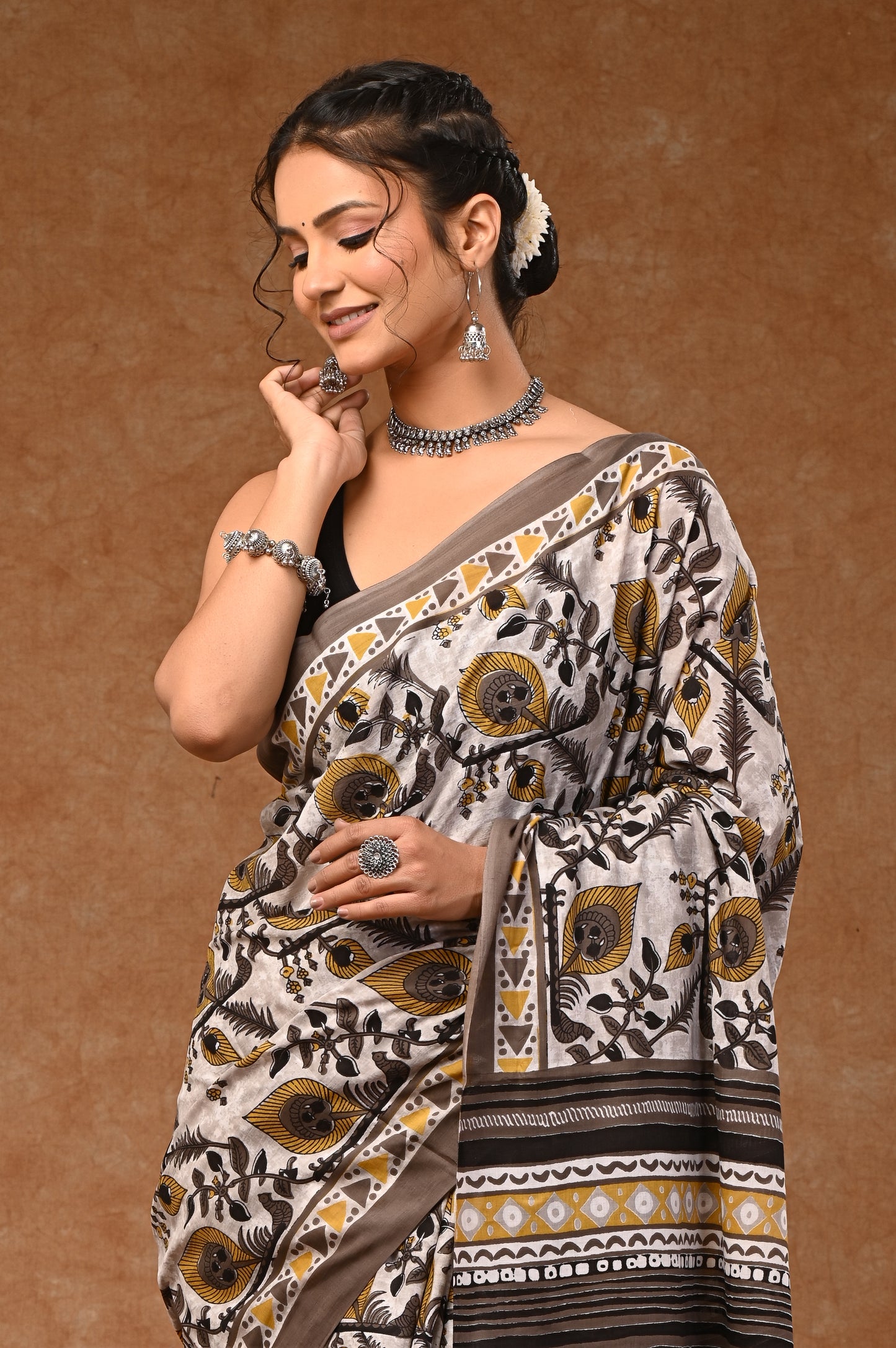 Mul Mul Cotton Saree With Bloues Scree Print