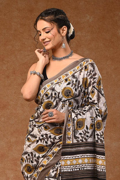Mul Mul Cotton Saree With Bloues Scree Print