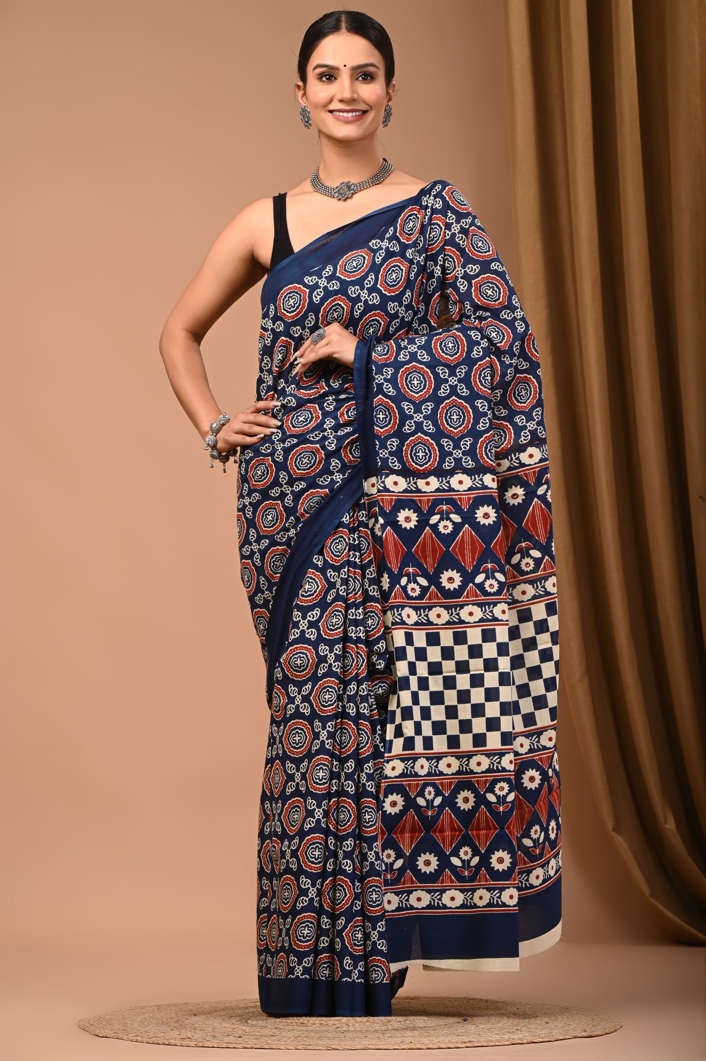 Mul mul cotton screen saree with blouse