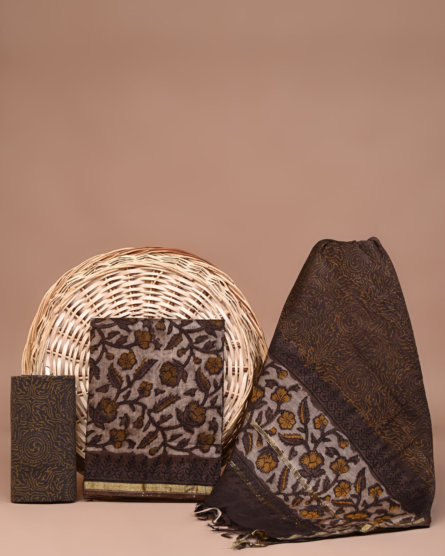 Chanderi  silk hand block printed suits with Chanderi  silk Dupatta