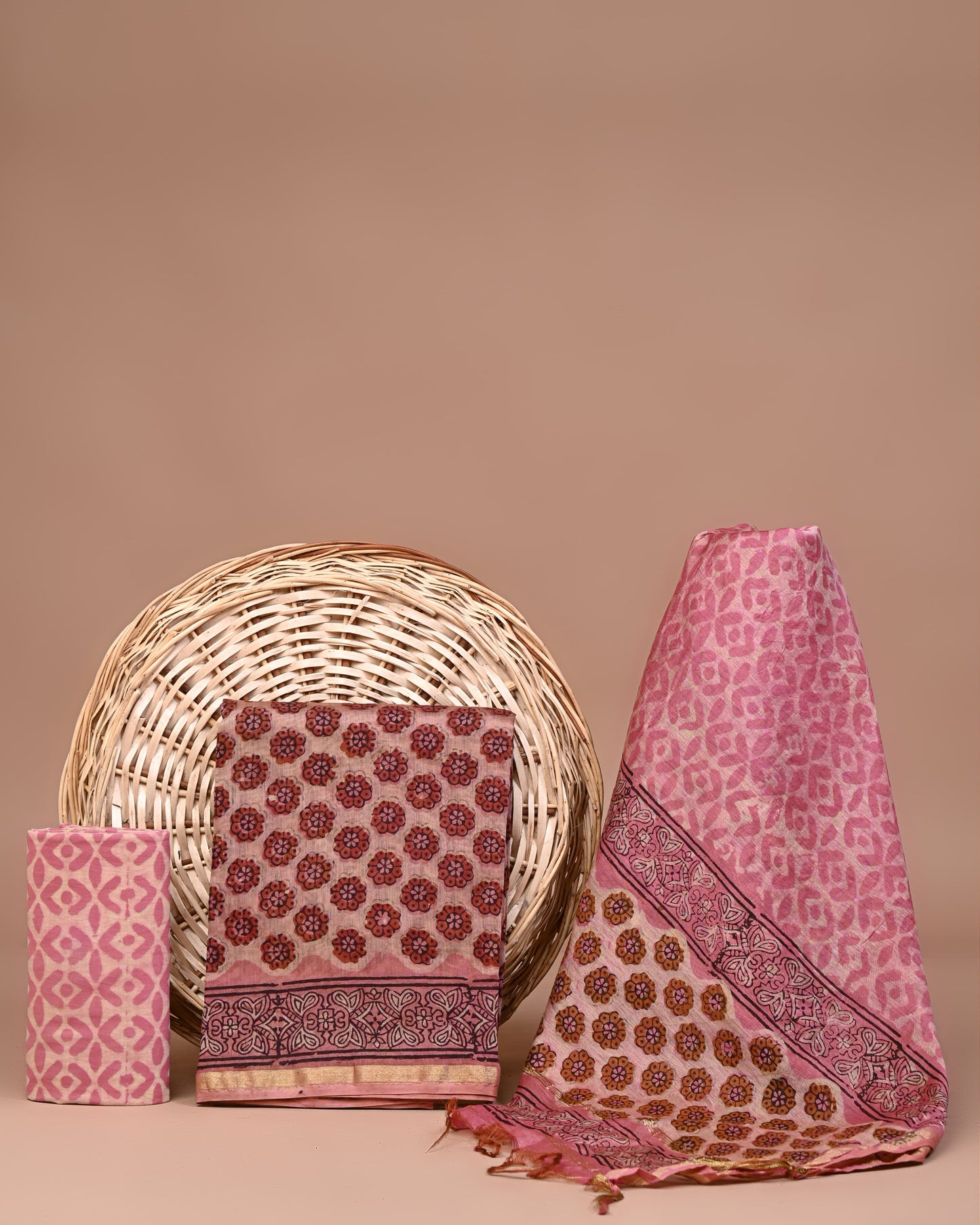 Chanderi  silk hand block printed suits with Chanderi  silk Dupatta