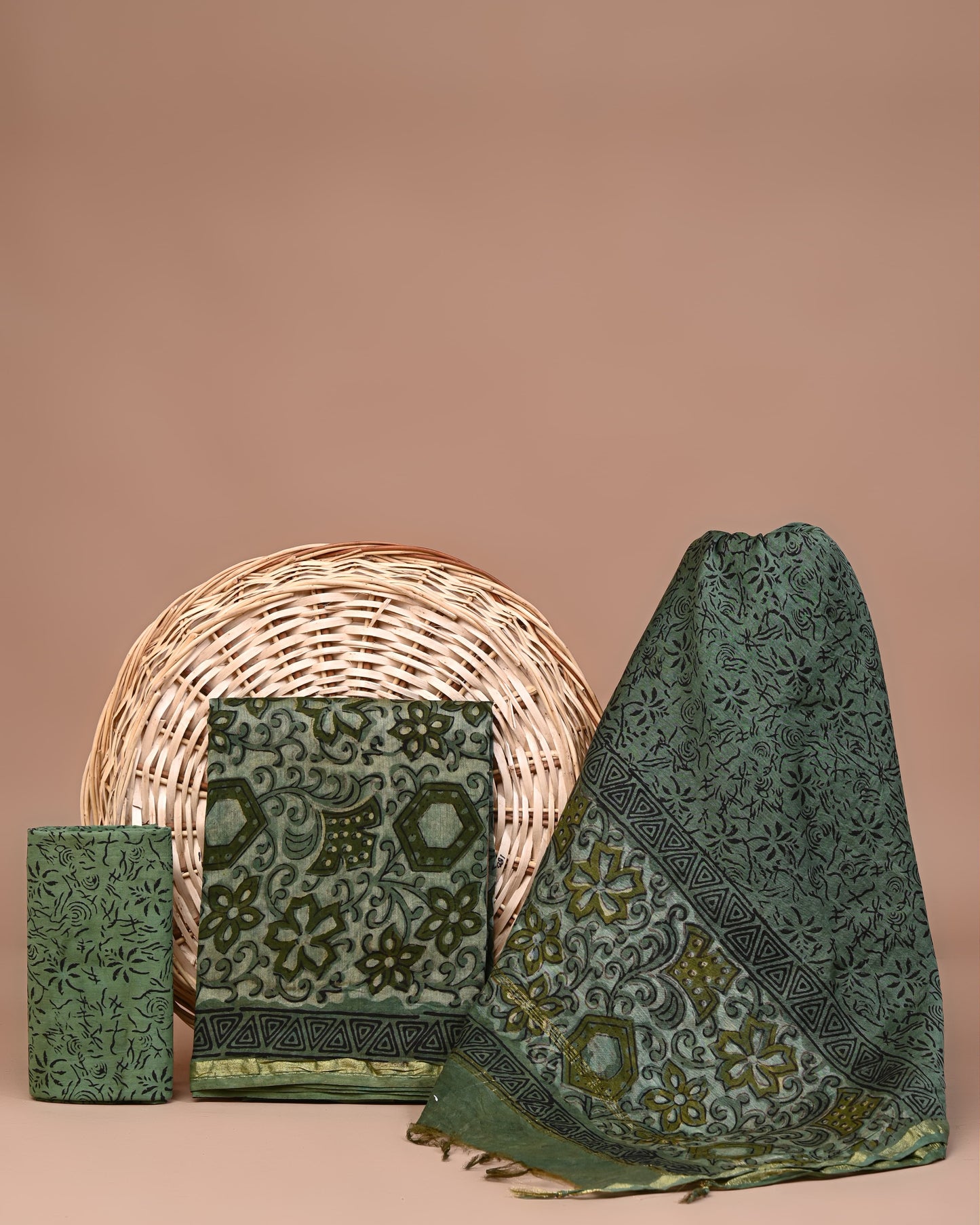 Chanderi  silk hand block printed suits with Chanderi  silk Dupatta