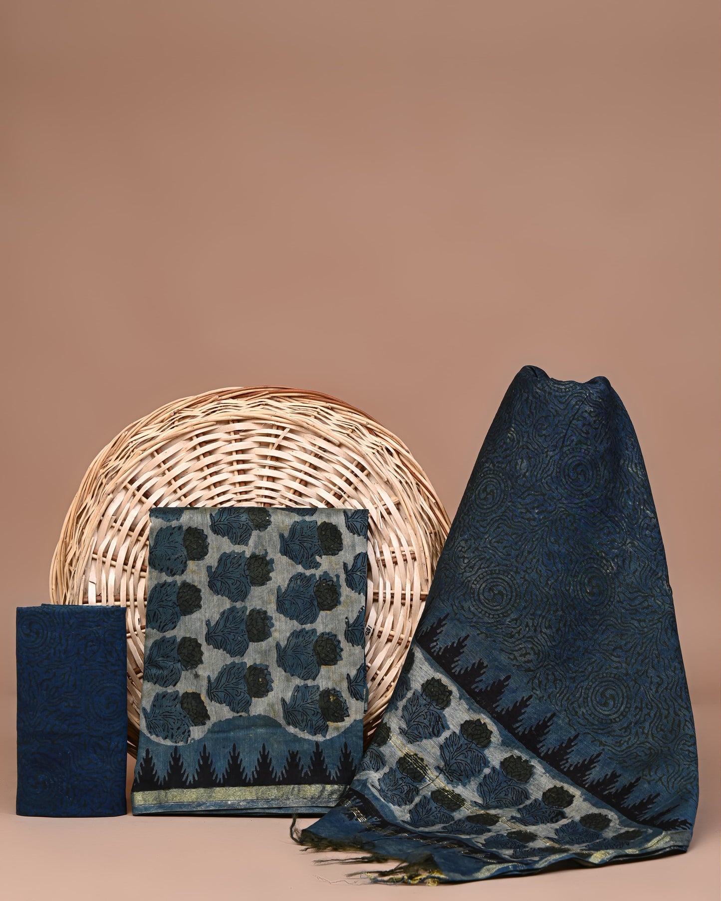 Chanderi  silk hand block printed suits with Chanderi  silk Dupatta