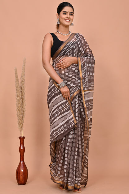 Kota Doriya Saree with Dabu Printing