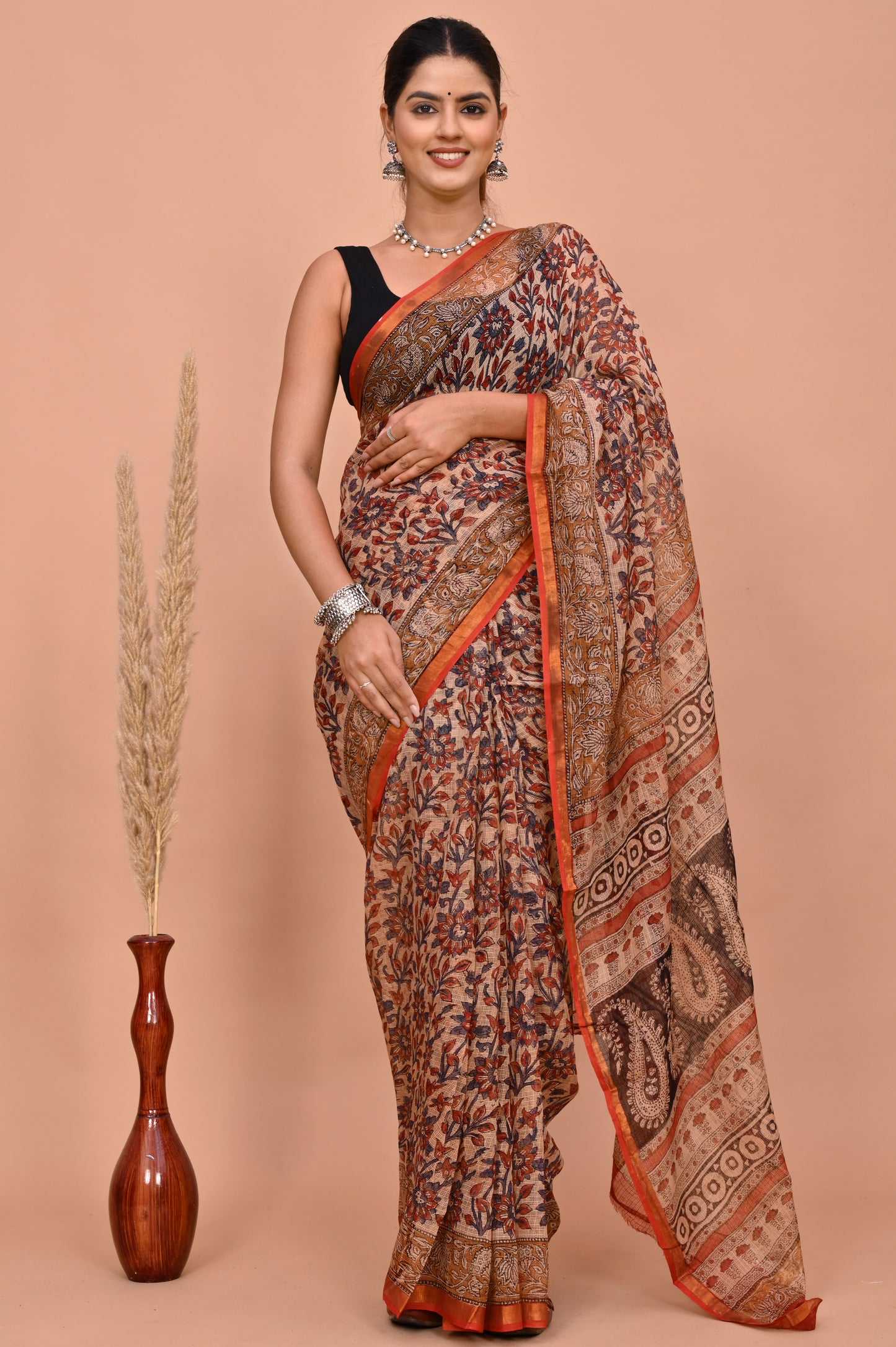 Kota Doriya Zari / Hand-Block Print Sarees with Blouse pieces