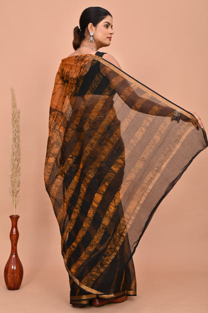 Kota Doriya Zari Saree With Bloues Bagru Hand Block Prints