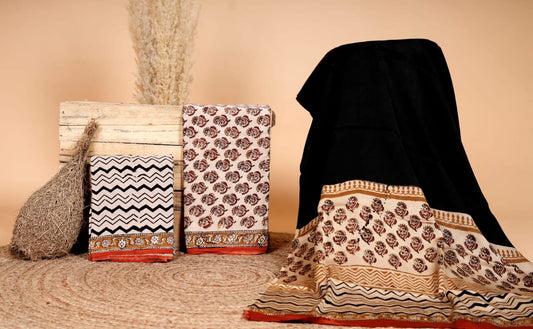 Modal Silk Suit with Bagru Hand Block Print
